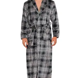 ENJOYNIGHT Herren Fleece Bademantel, Flauschig Plüsch Sauna & Morgenmantel