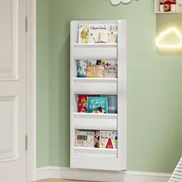 CHOEZON 4-stufiges Kinderregal, Wandregal für Bücher und Stoffe, weiß, ideal für Kinderzimmer und enge Räume