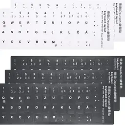 5 Stück Deutsche Tastaturaufkleber mit Weißer Schrift für Standard- und Laptop-Tastaturen