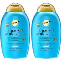 OGX Argan Oil of Morocco Conditioner – regenerierende Haarspülung mit Arganöl, repariert Haarschäden sichtbar, für geschädigtes Haar, 2x385 ml