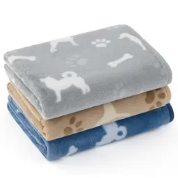 BEDSURE Hundedecke & Katzendecke, Waschbar, Flauschig, 3er Set, Für unterwegs, Couch & Auto, Grau/Braun/Blau, 58x41 cm