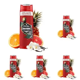 Old Spice Wolfthorn 3-in-1 Duschgel & Shampoo für Männer, 250 ml (Packung mit 5) - Lang anhaltende Frische
