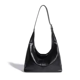 fdsmall Leder Tote Tasche für Frauen - Große Schultertasche in Schwarz
