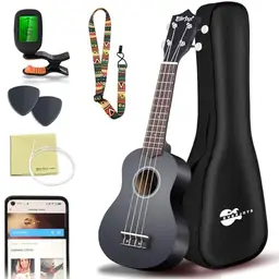 Everjoys Sopran Ukulele Set für Anfänger inkl. Tasche, Tuner, Zubehör und Online-Kurse