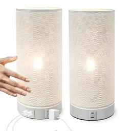LALISU Nachttischlampe 2er Set, touchdimmbar mit USB, Vintage Design, fürs Schlafzimmer, Wohnzimmer, Babyzimmer, Büro