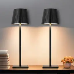 Riokko Dimmbare LED Tischleuchte Kabellos, 3 Farbtemperaturen, IP54 wasserdicht, Schwarz (2 Stück)