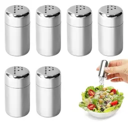 6er Set Edelstahl Salz- und Pfefferstreuer, 5ml - Mini Gewürzstreuer für Camping und Grillen