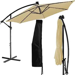 STILISTA Ampelschirm 300 cm mit LED und Kurbel, beige