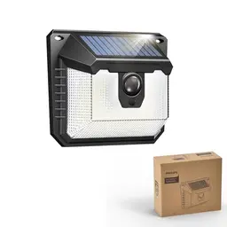 Philips Solarlampe Außen mit Bewegungsmelder, 120 LEDs, wasserdicht, 3 Modi, für Garten, Hof, Zaun, Garage