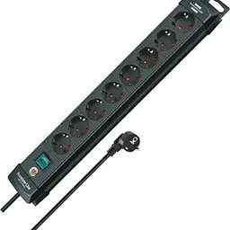Brennenstuhl Premium-Line 8-Fach Steckdosenleiste mit Schalter und 3m Kabel - Wandmontage, Made in Germany, schwarz