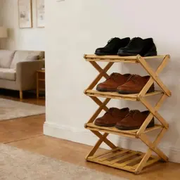 Byfoyif Vertikales Schuhregal aus Bambus, Platzsparend und Faltbar für Eingangsbereich, Schlafzimmer und Kleiderschrank