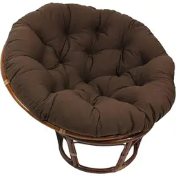 Hängendes Korbkissen für den Außenbereich, runder Papasan-Sitz (100x100 cm, Kaffee-Farbe)