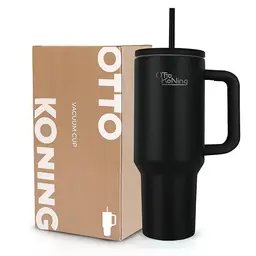 Otto Koning Thermobecher 1,2L mit Strohhalm – Doppelwandiger Edelstahl – Hält 16h Kalt & 12h Heiß – Auslaufsicher