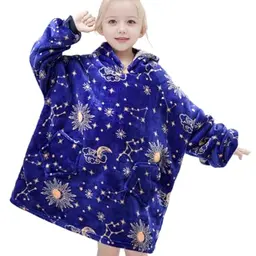 Wenlia Hoodie Blanket für Mädchen, Kinder Flanell-Decke, Kuschelpullover, Einhorn, 7-13 Jahre