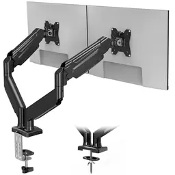 BONTEC Monitorhalterung für 2 Monitore, 13-32 Zoll, drehbar & neigbar, mit Kabelmanagement, VESA 75/100