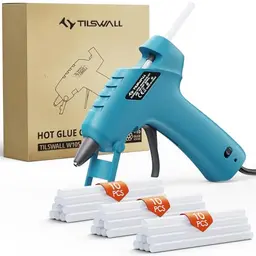 Tilswall Heißklebepistole 20W mit 30 Heißklebestiften - Schnellaufheizung und Anti-Tropf-Design für DIY und Bastelprojekte