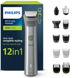 Philips Multigroom Series 5000, 12-in-1 Trimmer für Gesicht, Kopf und Körper mit 14 Längeneinstellungen (0,5–16 mm)