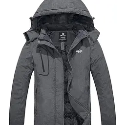 Wantdo Damen Winterjacke - Wasserdicht, Atmungsaktiv, Fleece, Grau, Größe M