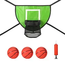 Lasuroa Trampolin Basketballkorb mit 3 Bällen und Pumpe für alle Altersgruppen (Grün)