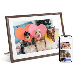 ARZOPA WLAN Digitaler Bilderrahmen 10,1 Zoll 32GB - Touchscreen, Fotos & Videos teilen - D10 Braun