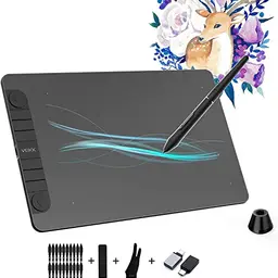 Grafiktablett VEIKK VK1060PRO, 10x6 Zoll mit 8 Shortcut Keys und batterielosem Stift, kompatibel mit Windows/Mac/Android/Linux