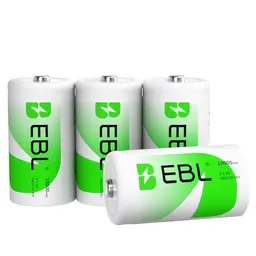 EBL D Akku 10000mAh, Wiederaufladbare D Zelle mit Aufbewahrungsbox - 4 Stück