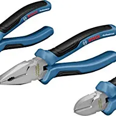 Bosch Professional Zangensatz mit Kombinationszange, Spitzzange und Seitenschneider