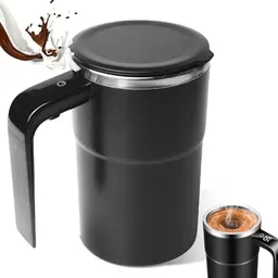 Elektrischer selbstrührender 380ML Kaffeebecher mit Henkel, Thermobecher mit Temperaturanzeige aus Edelstahl