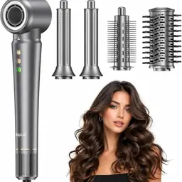 Bopcal 5-in-1 Profi-Hairstyler Set: Ionen Föhn, Lockenstab, Warmluftbürste, Rundbürste & Glätteisen für Locken, Beach Waves & Volumen