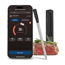 COSORI Smartes Grill- und Fleischthermometer, kabellos mit Bluetooth, spülmaschinenfest, Schwarz