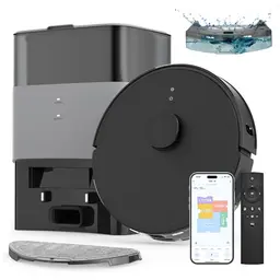 FIXR Saugroboter mit Wischfunktion und Absaugstation für Teppiche und Tierhaare, App und Alexa (Schwarz)