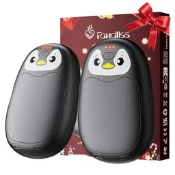 FANDLISS Elektrischer Handwärmer 2er Set, Wiederverwendbar mit 8000mAh, 3 Wärmestufen, Ideal für Outdoor-Aktivitäten (Schwarz)