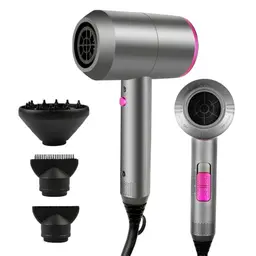 CASAMAA Ionen Haartrockner mit AC-Motor, 3 Temperaturstufen, 2 Gebläsestufen, 3 Stylingdüsen & Diffusor (Grau)