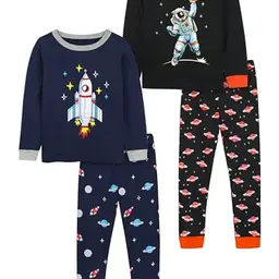 Ruisita Kinder Langarmhemd & Hose - Baumwollkleidung mit Dinosaurier, Traktor und Weltraum
