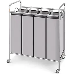 VEVOR Wäschesortierwagen mit 4 Fächern und abnehmbaren Taschen, rollender Wäschekorb