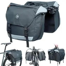 HuiJuKeJi 3in1 Fahrrad Gepäckträgertasche 35L Wasserdicht mit Reflektoren und Tragegriff (Schwarz)