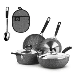 KASANOVA New Petra Dark Topf-Set – Antihaft-Kochgeschirr für Induktion und Backofen (8 Teile)