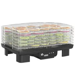 HOMCOM Dörrautomat mit 6 höhenverstellbaren Fächern, 550 W, 40-70°C, 48 Std. Timer, ideal für Fleisch, Obst und Gemüse