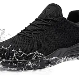 LARNMERN Damen Laufschuhe Wasserdicht, Leicht, Rutschfest, Turnschuhe für Outdoor, Schwarz (Größe 37)
