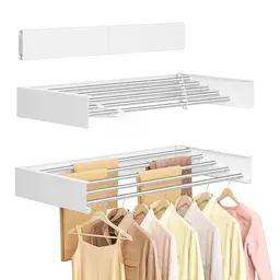 SONGMICS Wandmontage Wäscheständer, klappbar, 6 Stangen, 80 cm