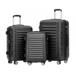 BEIBYE Hartschalen Koffer Set mit Zwillingsrollen (Schwarz)