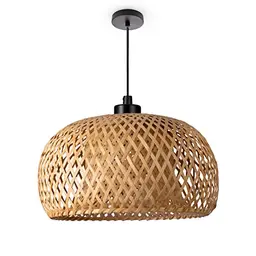 Paco Home Bambus Hängeleuchte Boho für Wohnzimmer - Vintage Pendelleuchte, Ø30cm