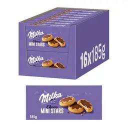 Milka Choco Minis – Mini Stars – Schokoladen-Kekse mit Alpenmilch-Schokolade – 16 x 185g