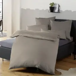 Soifox Bettwäsche 155x220 Taupe - 2 Bettbezüge + 2 Kissenbezüge, weich und bügelfrei