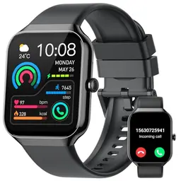 Smartwatch für Herren und Damen, 1.96'' HD, Sportmodi, Herzfrequenz- und Schlafmonitor, IP68 wasserdicht, für iOS und Android, Schwarz