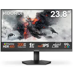 KOORUI 24 Zoll Gaming Monitor FHD 1920x1080, 200Hz, 1ms, Adaptive Sync, HDMI & DP