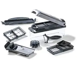 Genius Nicer Dicer Plus - 12-teiliges Gemüseschneider Set in Silber/Schwarz