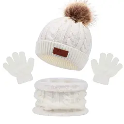 MAILEKT Winter Mütze, Schal & Handschuhe Set für Kinder, 3 in 1 Bommelmütze für 2-6 Jahre