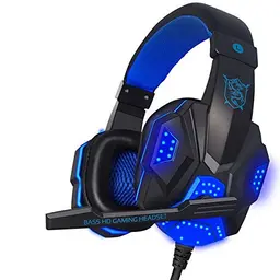 Retoo Gaming-Headset mit Mikrofon und Geräuschunterdrückung, Over-Ear, für PC, Laptop, PS4, Smartphone - Schwarz-Blau