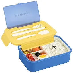 OVBOVA Brotdose für Kinder mit 3 Fächern – Auslaufsichere Lunchbox mit Besteckset, ideal für Schule und Freizeit